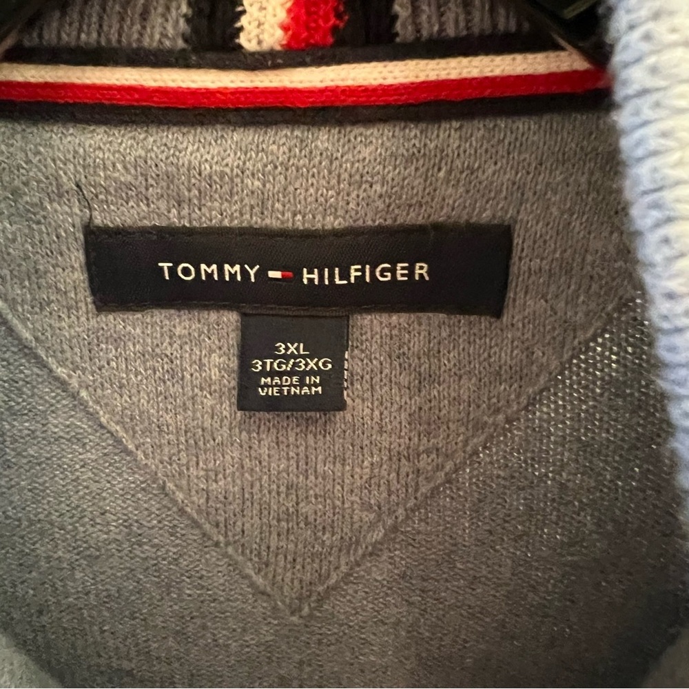 Men's Tommy Hilfiger Combed-Cotton Quarter-Zip Sweater BLUE Size XXXL - Picture 6 of 9